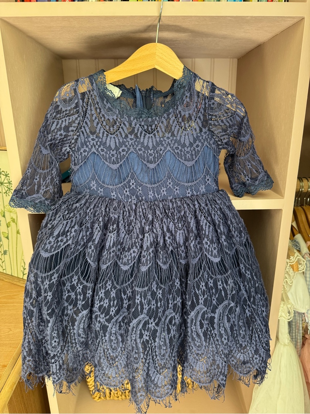 Trish Scully Child Navy Lace Dress Size 2T Holiday Flower Girl